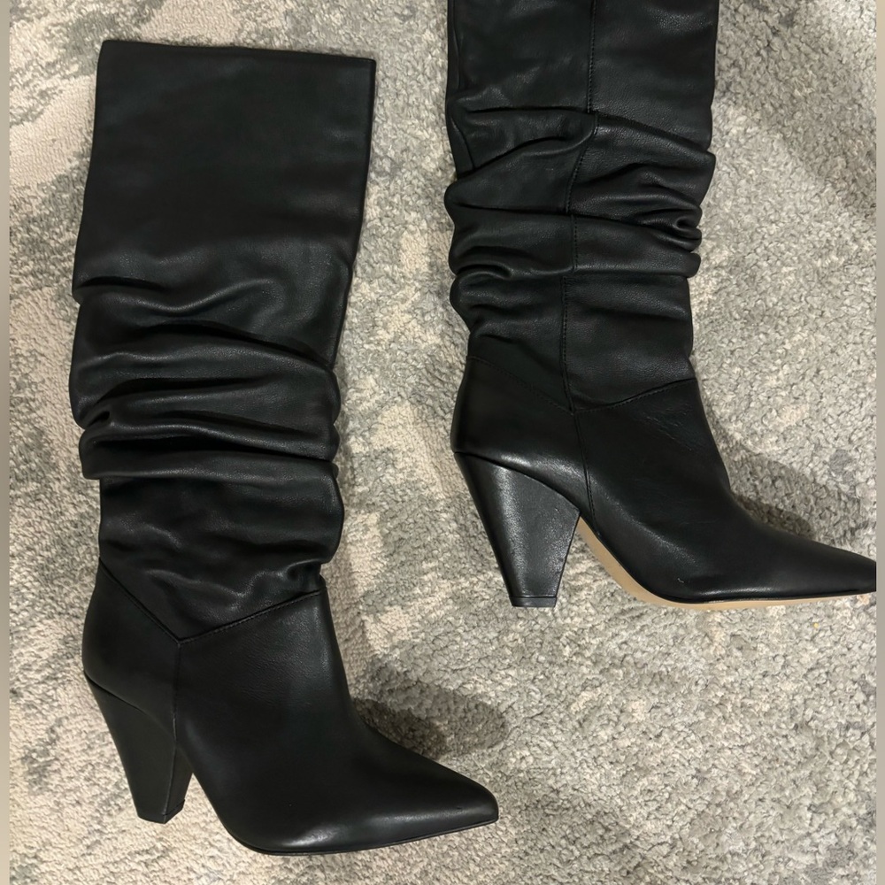 Saks Fifth Ave black heel slouch boots